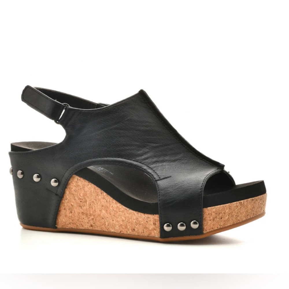 Boutique by Corkys Carley Black Studded Wedge Sandals sz 8